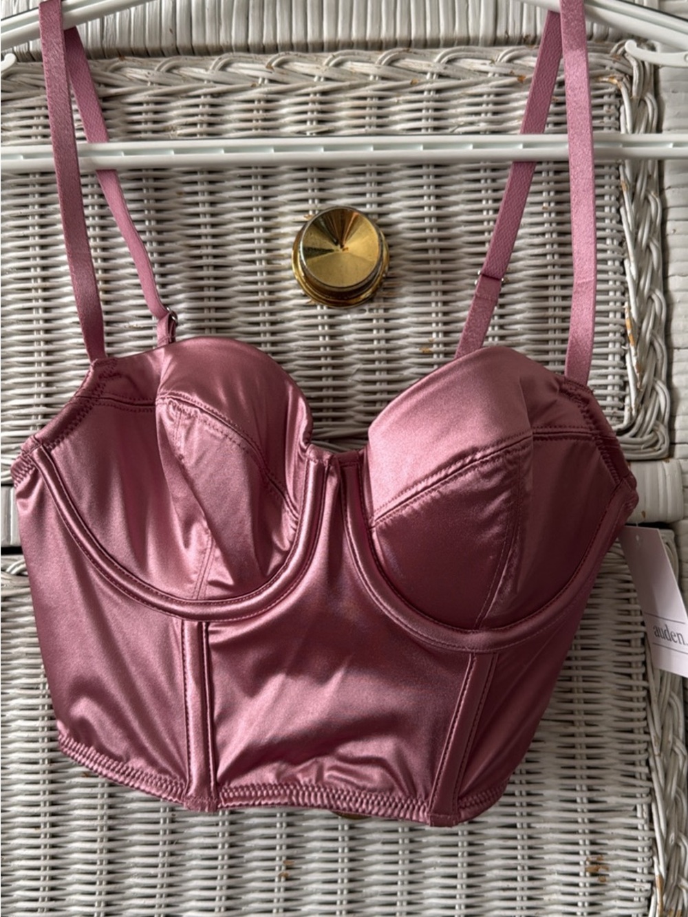 Target Satin Longline Bustier Crop Top - Mauve